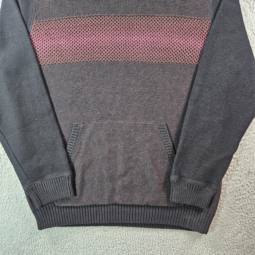 Calvin Klein Jeans Sweater Hoodie Women Large Knit Black Maroon - L - Picture 2 of 10